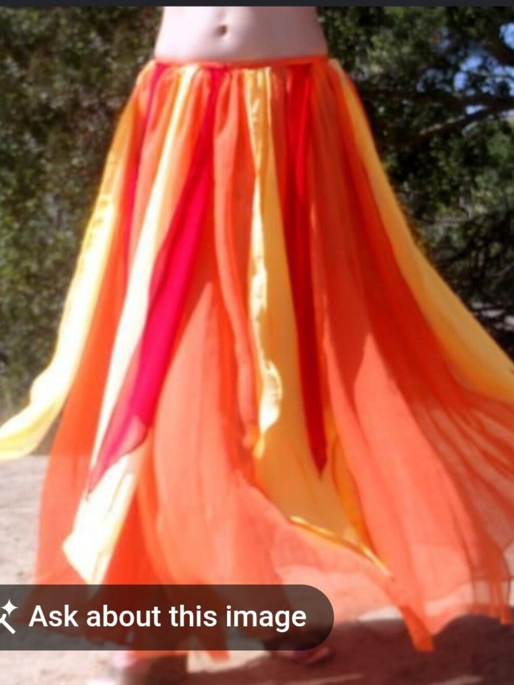 Hype Y2K Flowy Orange and Yellow Layered Maxi Skirt